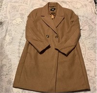DKNY Faux Wool Coat Camel Color Fully Lined Sz M