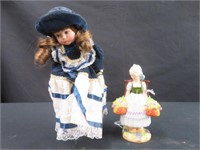 ROYAL WORCESTER FIGURE DUTCH GIRL & DOLL ON STAND