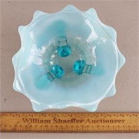 Northwood Blue Opalescent Glass Bowl 7" W