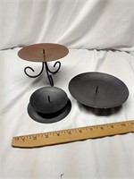 C1) Iron Candle Holders, (3) Handcrafted Metalware