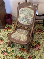 Antique Wood Rocking Chair Needle Point
