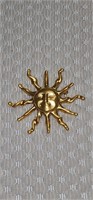 Gold Toned Smiling Sun Brooch