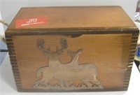 16"x9"x10" Handmade Wood Box Metal Cut Deer Design