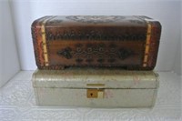 Vintage Jewellery Box & Carved Wooden Box