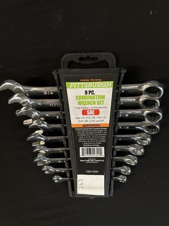 9 PC Pittsburgh Combination Wrench Set NEW1/4-3/4