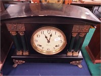 A Sessions striking mantel clock with green