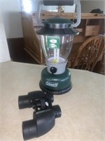 Coleman battery lantern, Nikon binoculars