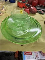 GREEN GLASS DISHES LOT