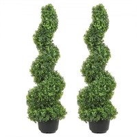 1 VEVOR 2 pcs. Artificial Boxwood Tower Topiary