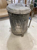 Antique Witt Galvanized Trash Can Foot Operated