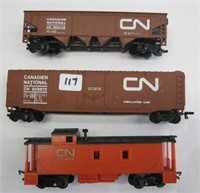 3  Canadian National Plastic Train Cars- HO Scale