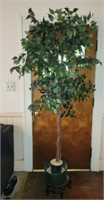 Large faux tree with pot and stand