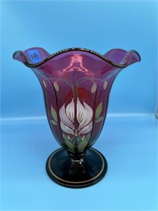 Fenton Hand Painted Vase - Singed & Numbered