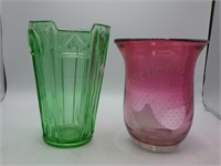 Set of MCM Tall Vases in Pink and Green
