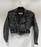 Ladies vintage Chia black leather motorcycle