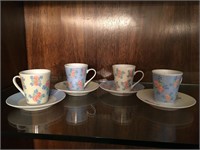 4 Small Teacups and Saucers