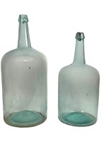2 Large Early Glass Bottles
