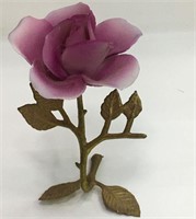 Porcelain And Metal Rose Sculpture