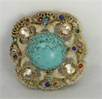 ANTIQUE TURQUOISE COLORED VICTORIAN BROOCH