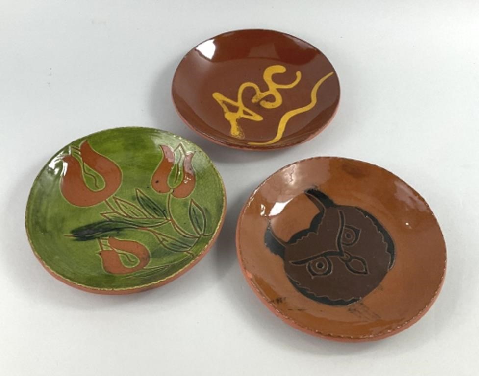 Breininger Pottery Robesonia, PA Redware Plates.