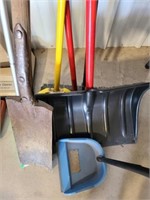 Snow shovel spade, dust pan & other tools