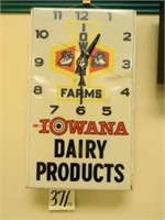 Iowana Dairy Products Clock, Cracked Face