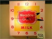 Meadow Gold Milk Lighted Clock, 15"x15"