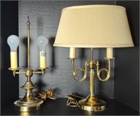 2-Bulb Plastic & Brass Based Lamps 21"x19"