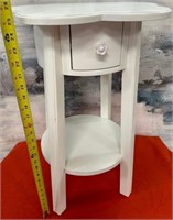 11 - WHITE SIDE TABLE W/ DRAWER
