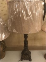 Ornate base lamp with shade