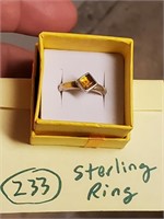 Sterling silver 925 ring tiger eye amber sz 6.5