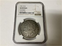 1921-D Morgan 90% Silver Dollar Graded AU