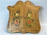 Vtg Norwegian Style Wood Wall Mount Key Holder