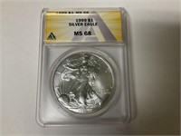 1oz 99.9 Silver Eagle 1999 Graded MS 68