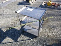 FOUR WHEEL STAINLESS SERVING CART