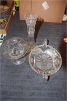 ABP cut Crystal Flower and Leaf Shallow Bowl,