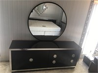 Oriental Style Dresser with Oval Mirror