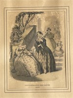 Framed Antique Godey Fashion Print (1845)