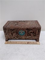 Carved wooden chest