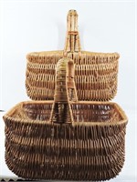 2 Large Willow Weave Gathering Baskets