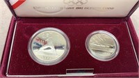 1992 TWO COIN U.S. OLYMPIC COIN SET W/ COA