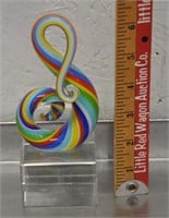 Badash rainbow art glass treble clef paperweight