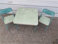 Vintage Children’s Metal Folding Table and Chairs