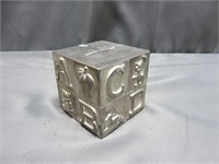 Silverplate Baby Block Bank