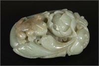Chinese Carved Green Jade Figure Group,