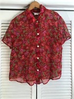 VINTAGE MISS DORBY FLORAL POLYESTER SHIRT SIZE 18