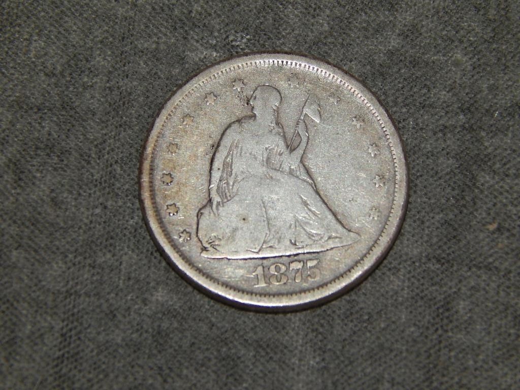 1875 US  20 Cent SILVER coin Decent Coin F+