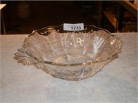 Vintage Depression Clear Glass Etched Bowl
