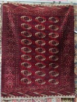 4' 3" x 5' 4" Burgundy Turkoman Rug.