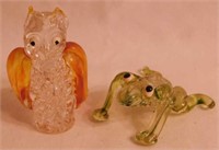Blown glass figurines: Owl & Frog - Italy rosary -